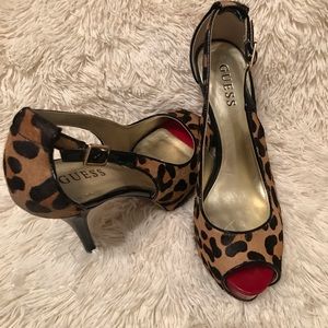 Leopard print 4 or 5 inch heels with slingback